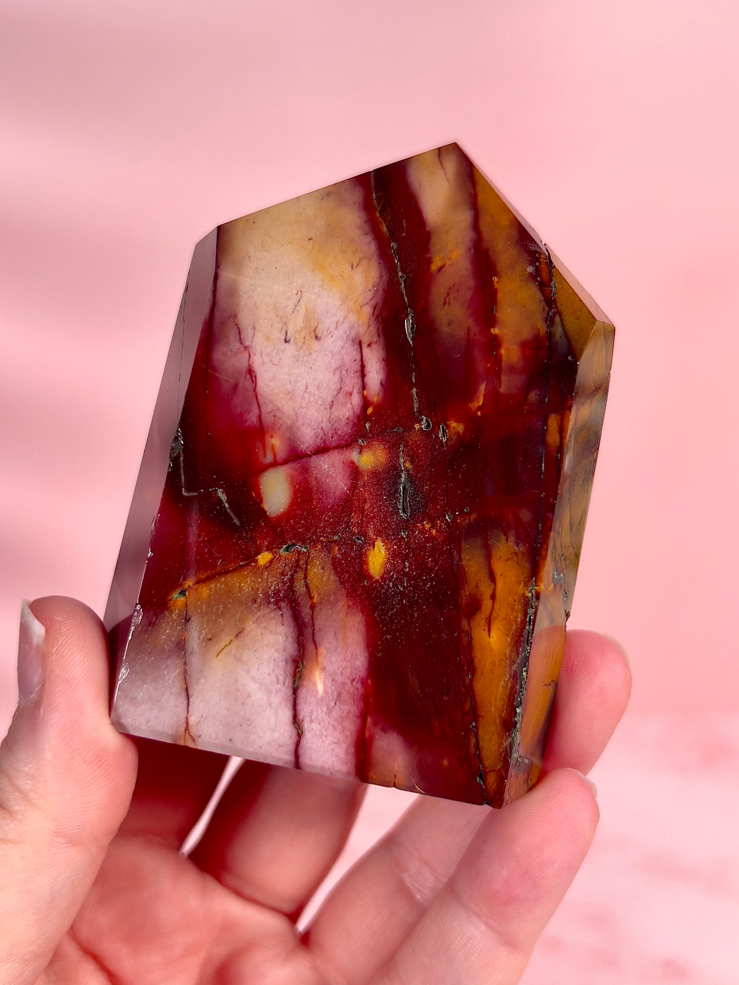 Burgundy and Yellow Mookaite Tower