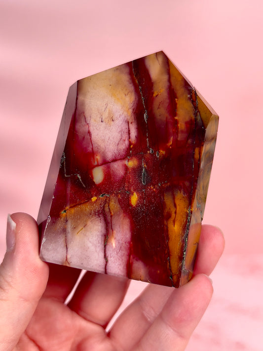 Burgundy and Yellow Mookaite Tower