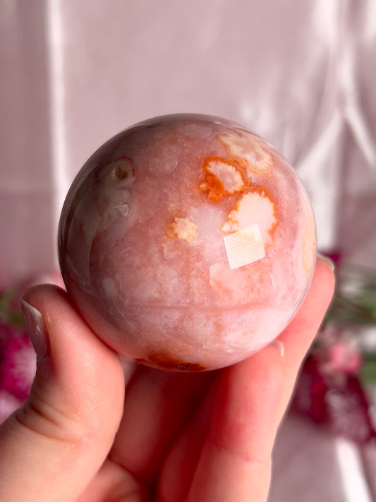 Pink Carnelian and Flower Agate Sphere