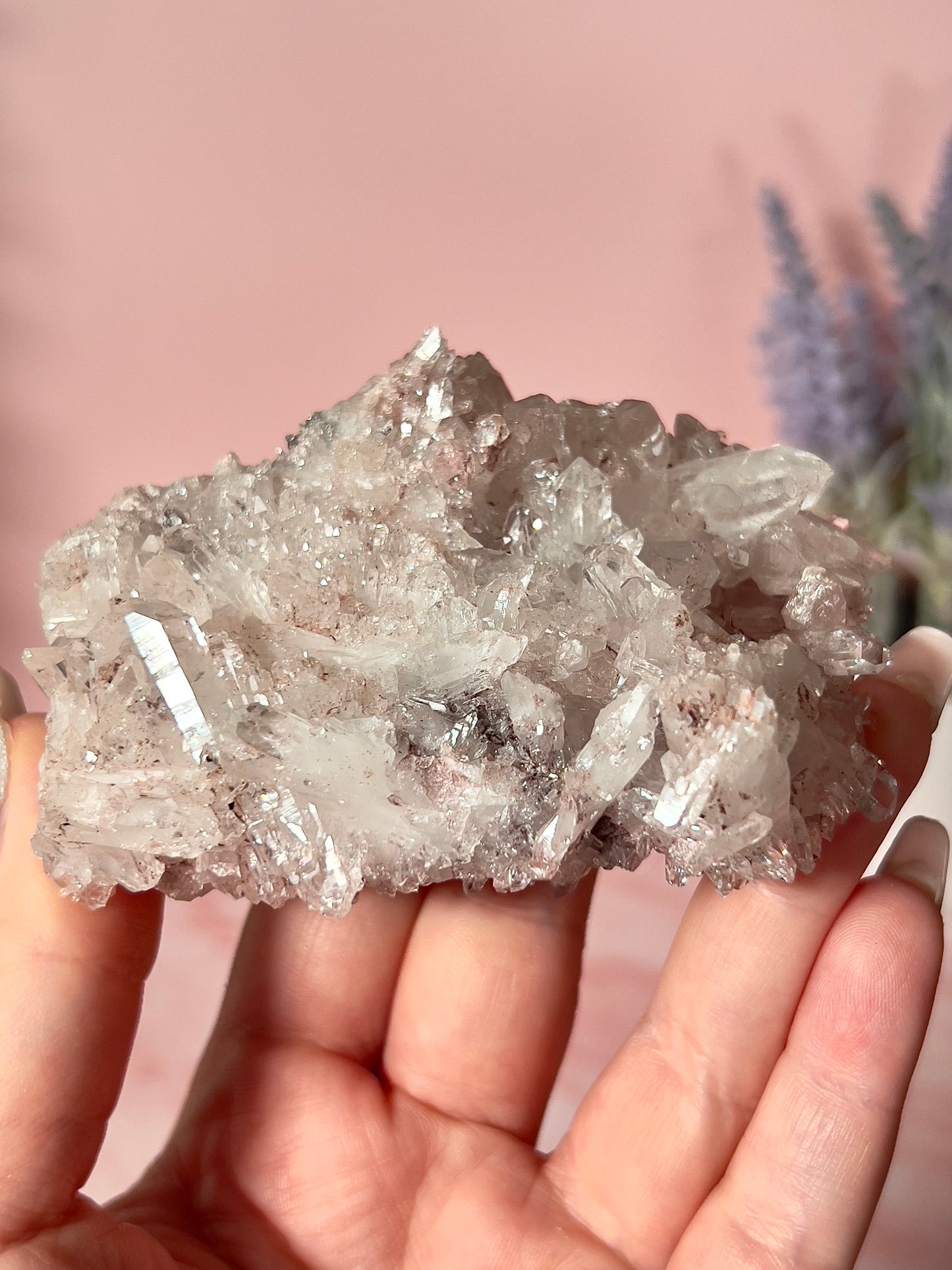 Columbian Pink Lemurian Quartz Cluster