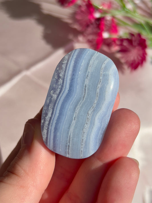 Blue Lace Agate Palm Stone