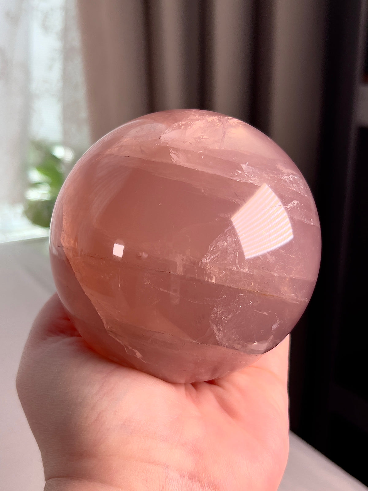 Large Dark & Juicy Star Rose Quartz Sphere - 2.6 lb