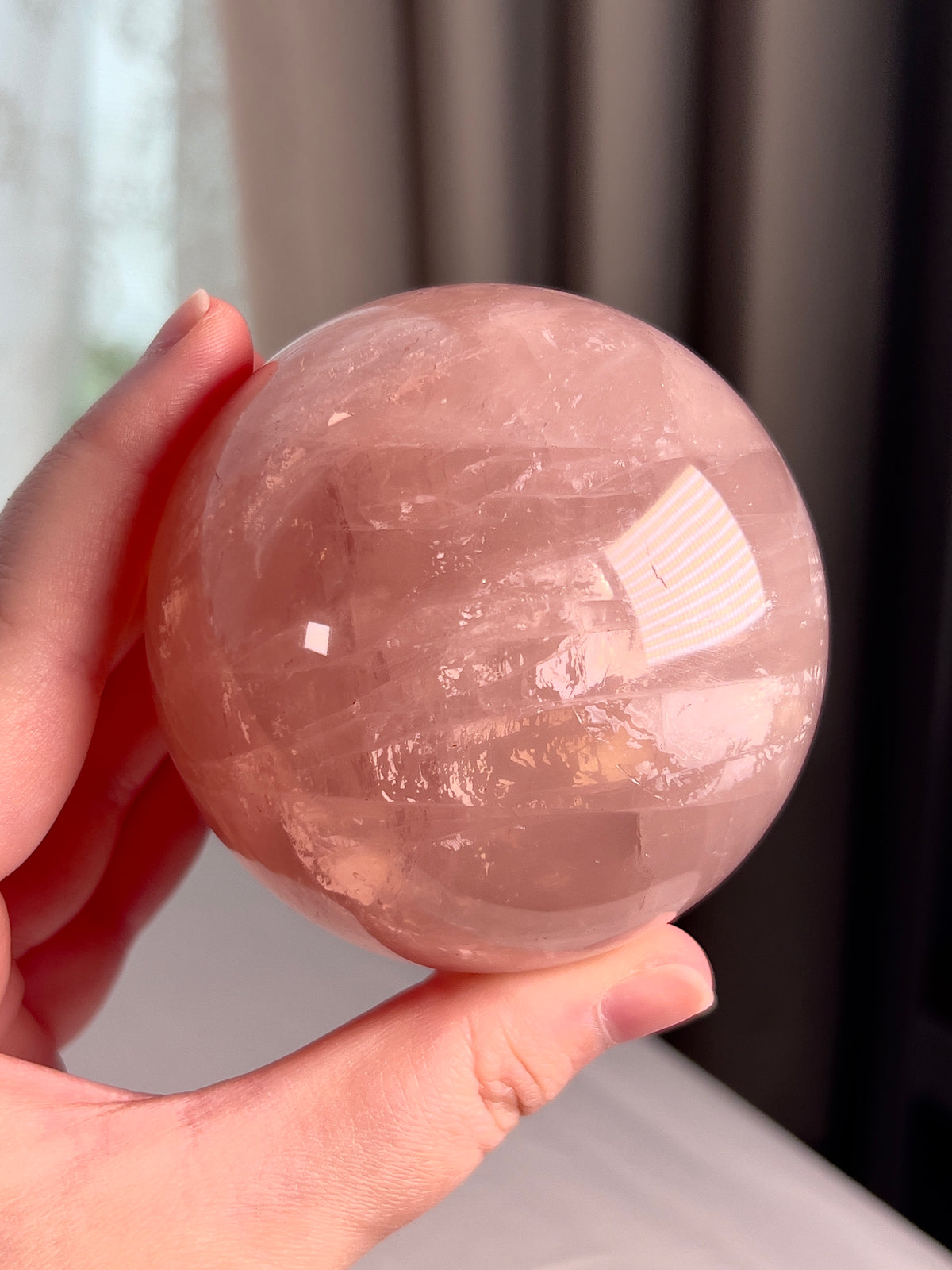 Dark Gemmy Star Rose Quartz Sphere
