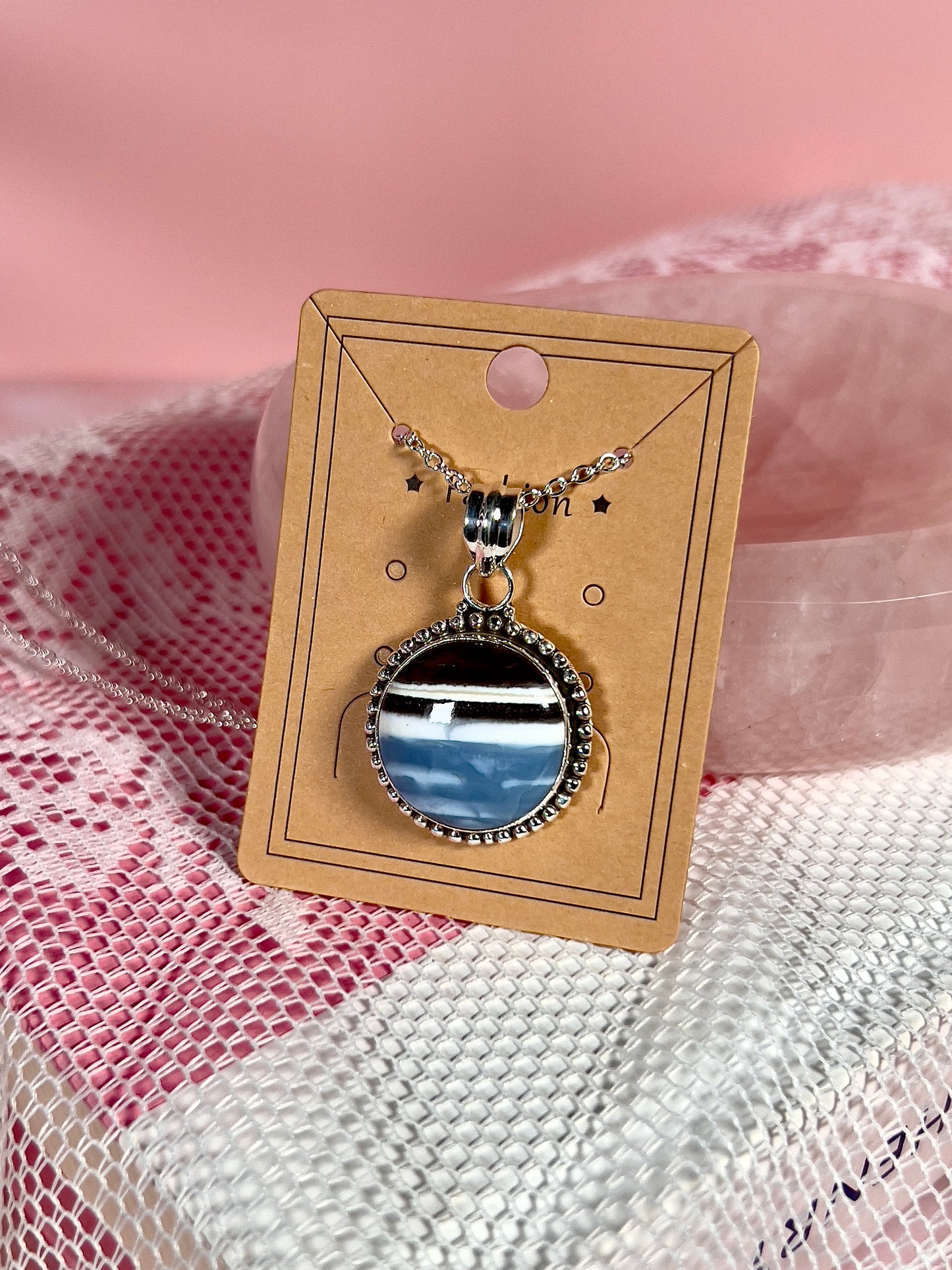 Blue Opal Sterling Silver Necklace