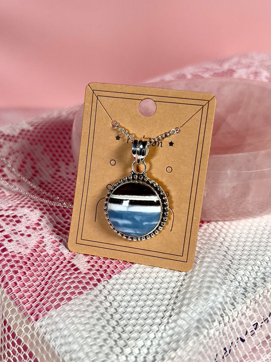 Blue Opal Sterling Silver Necklace