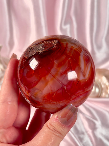 Pink and Red Banded Carnelian Sphere