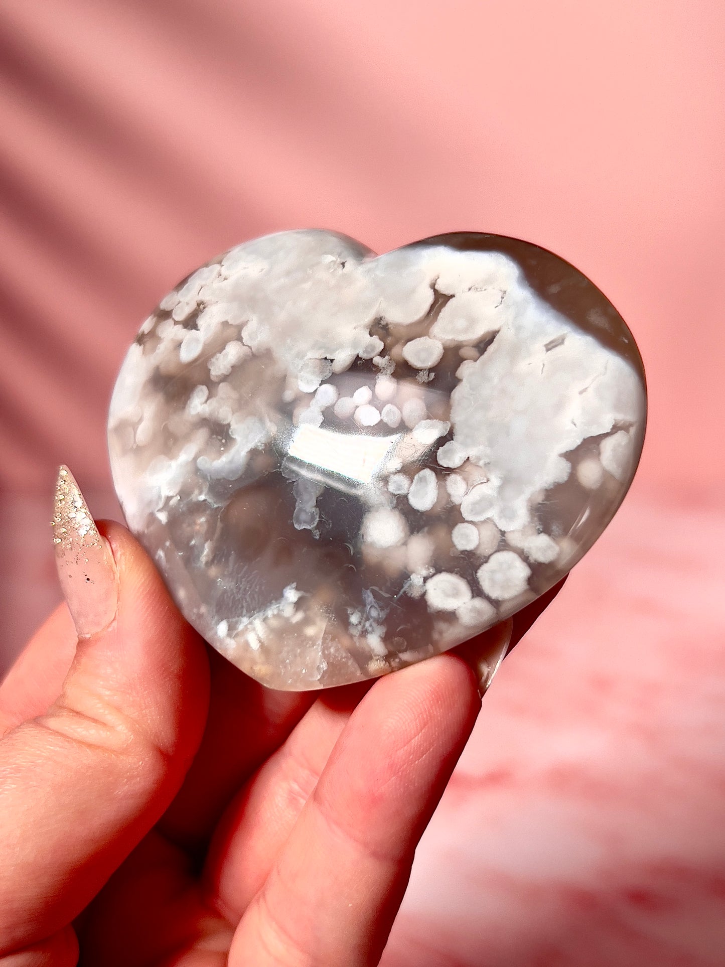 Moody Flower Agate Heart