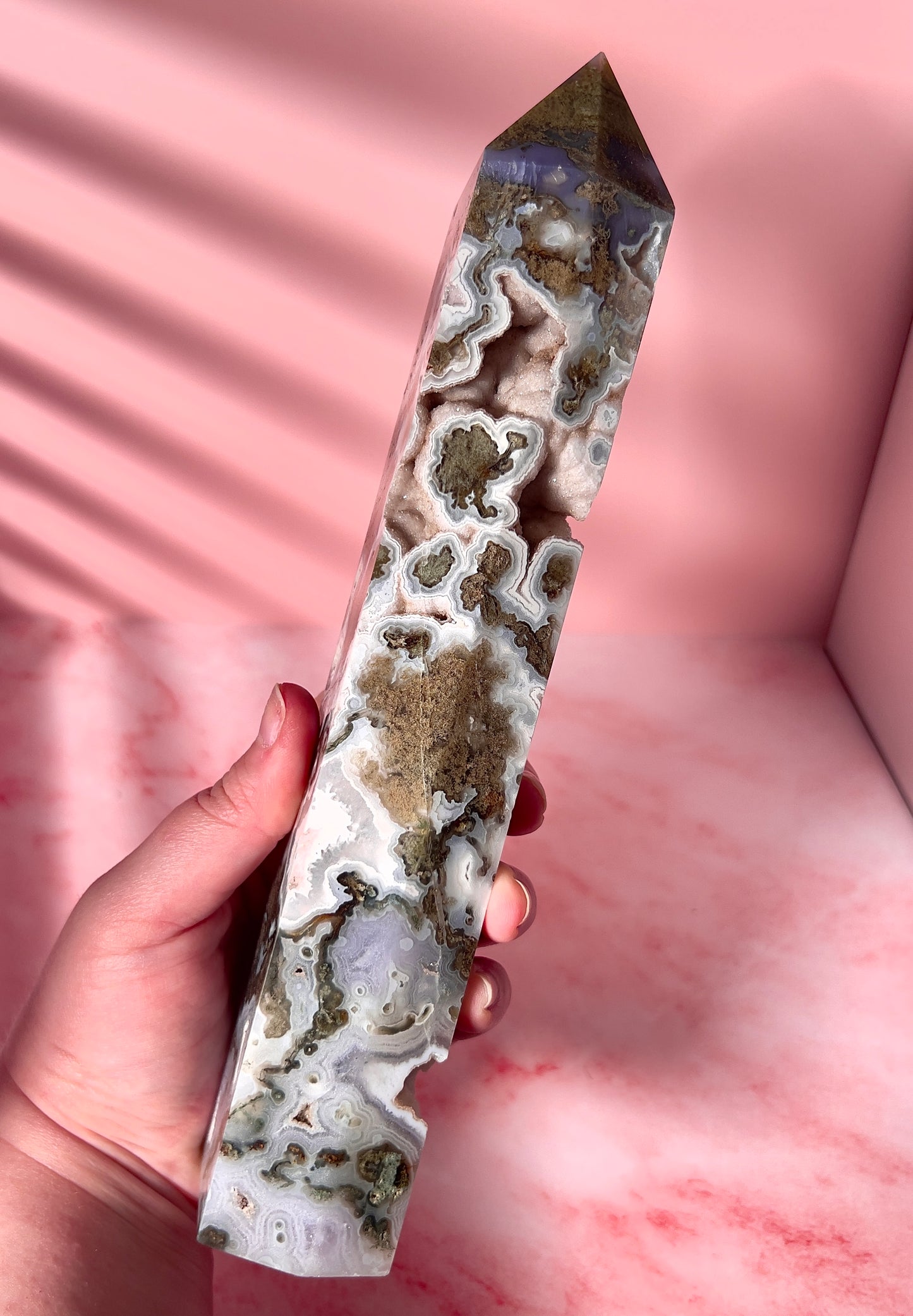 high quality moss agate statement tower