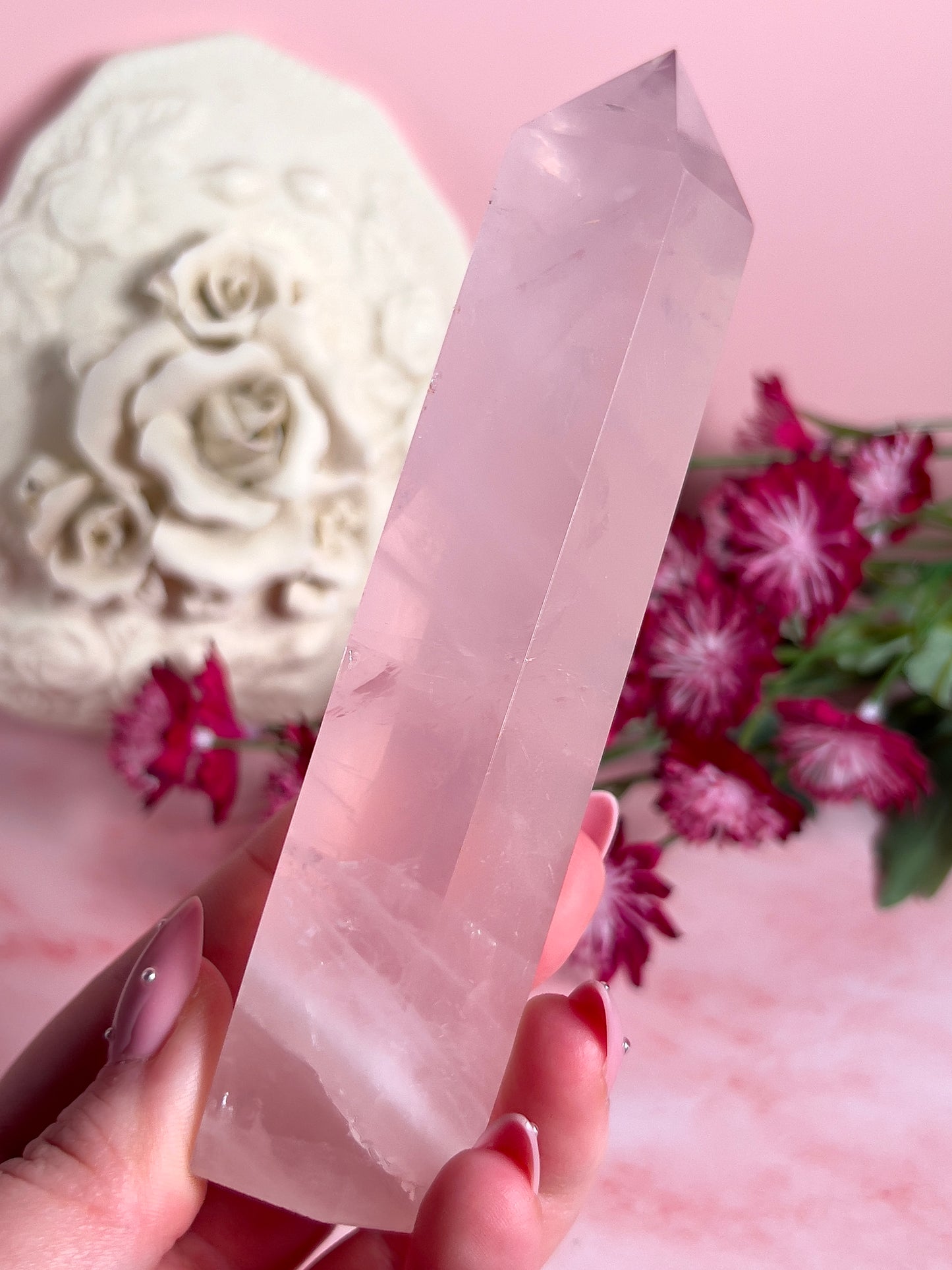 Gemmy Rose Quartz Tower