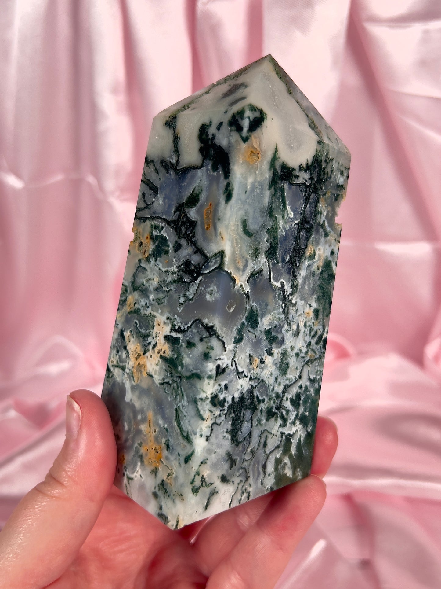 Druzy Moss Agate Tower