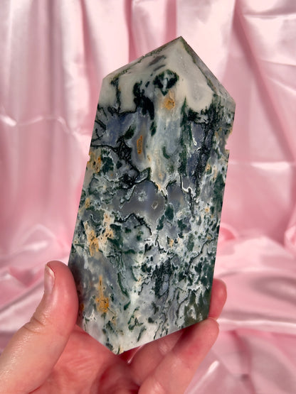 Druzy Moss Agate Tower
