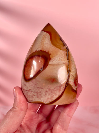 Warm Orange and Red Polychrome Jasper Teardrop Flame