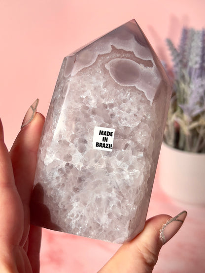 Pastel Purple Druzy Agate Tower