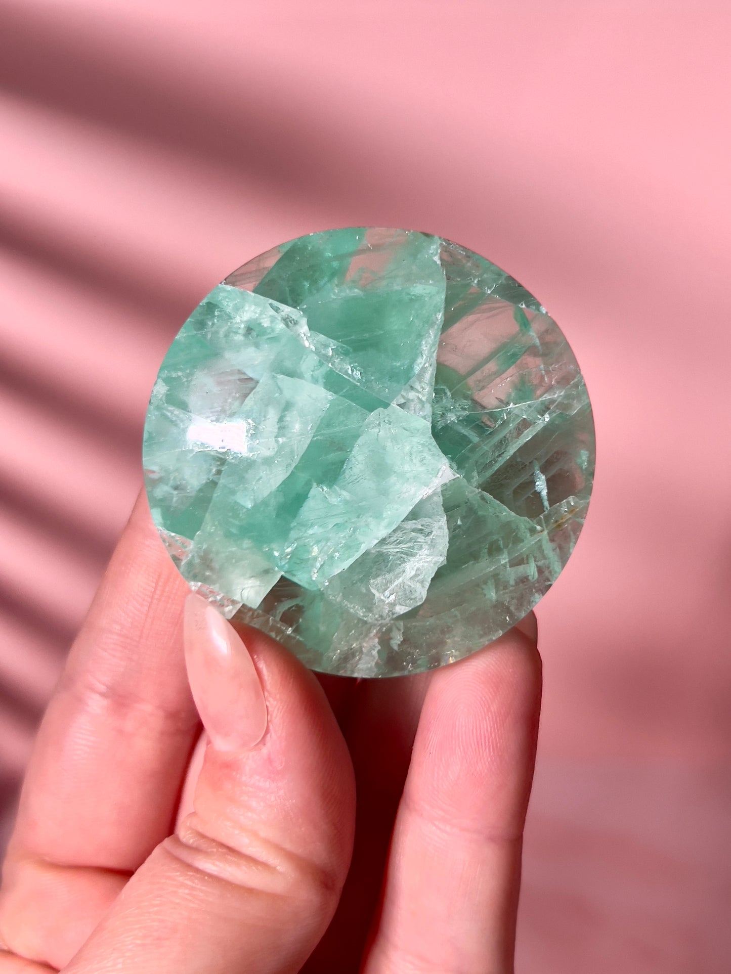 Rainbow Fluorite “Cookie” Shape Palm Stone