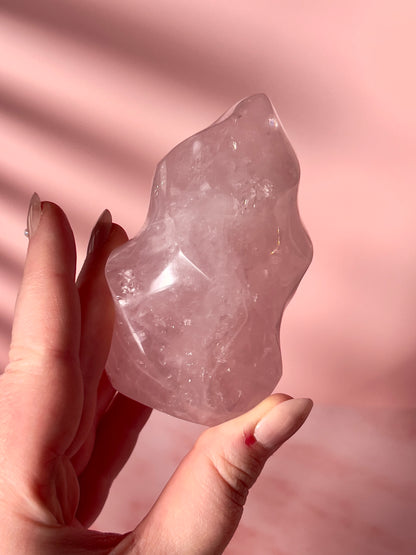 Gemmy Star Rose Quartz Flame