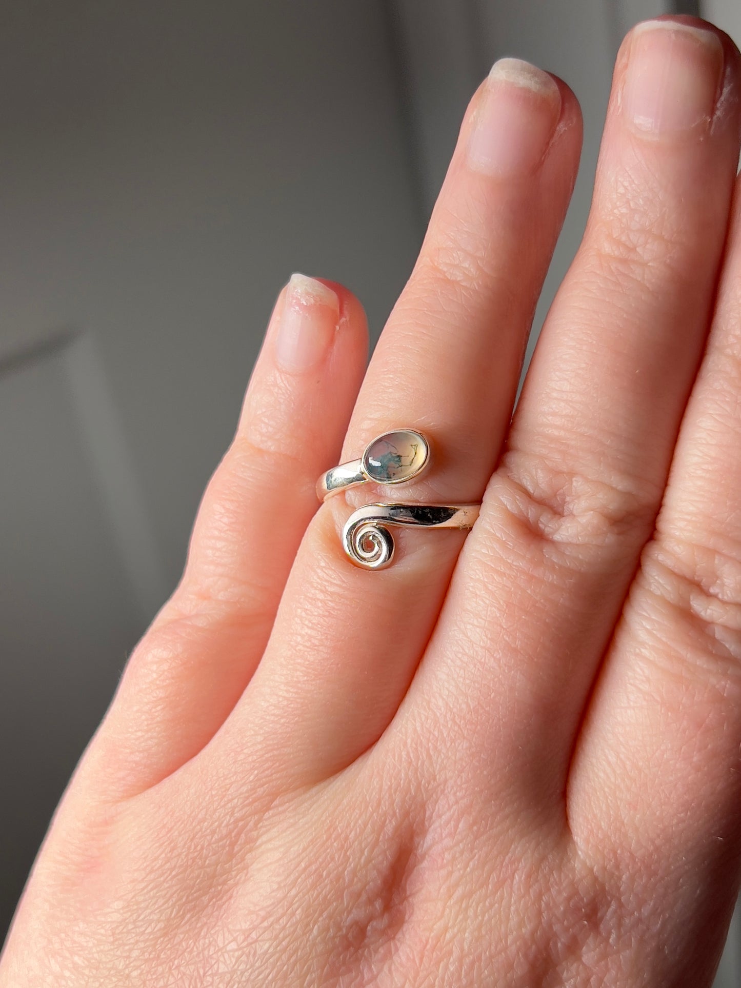 Moss Agate Ring Size 8