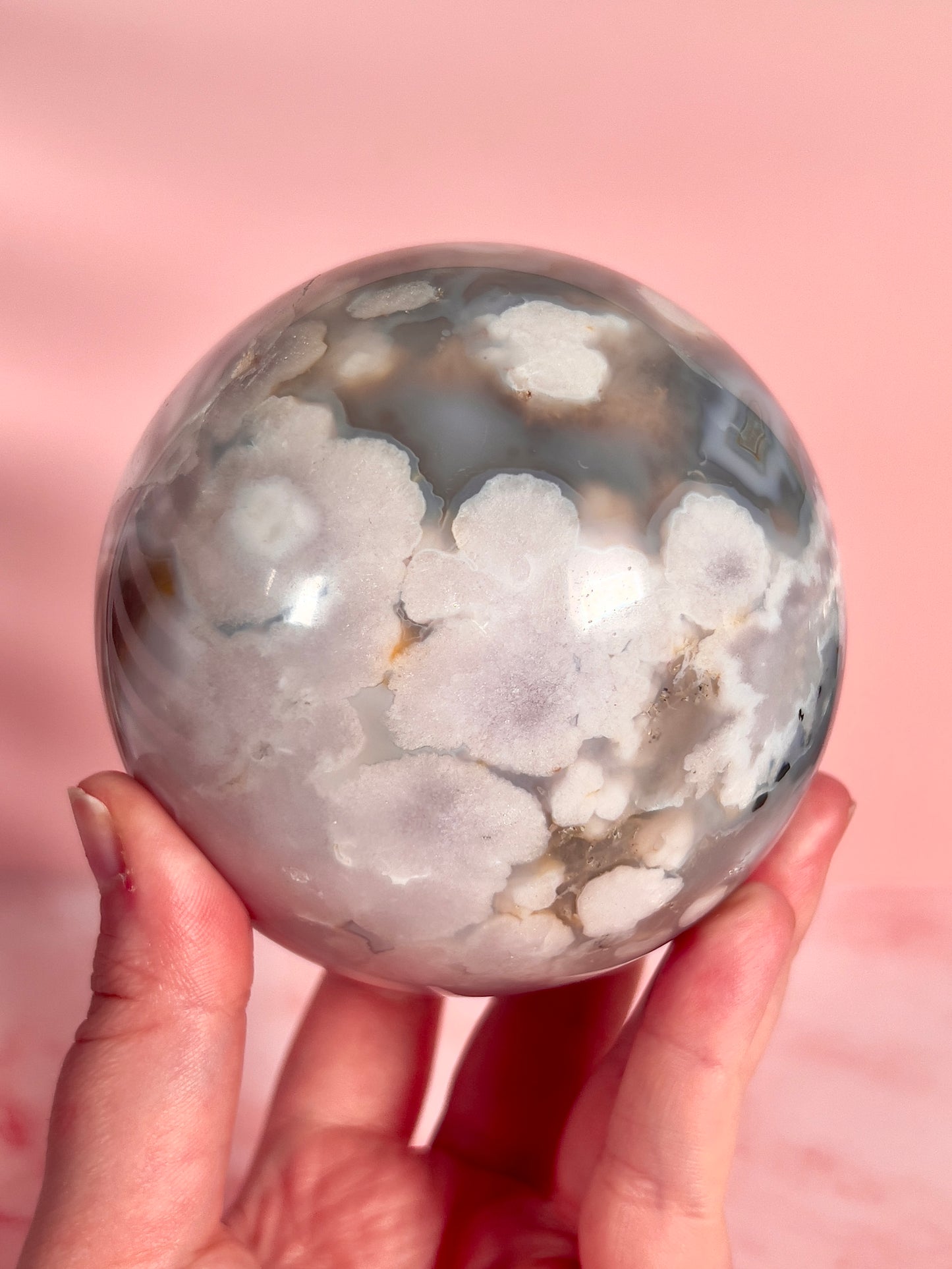 Lavender and Blue Flower Agate Statement Sphere