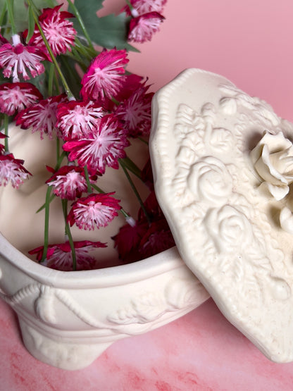 Vintage Porcelain Heart Trinket Box