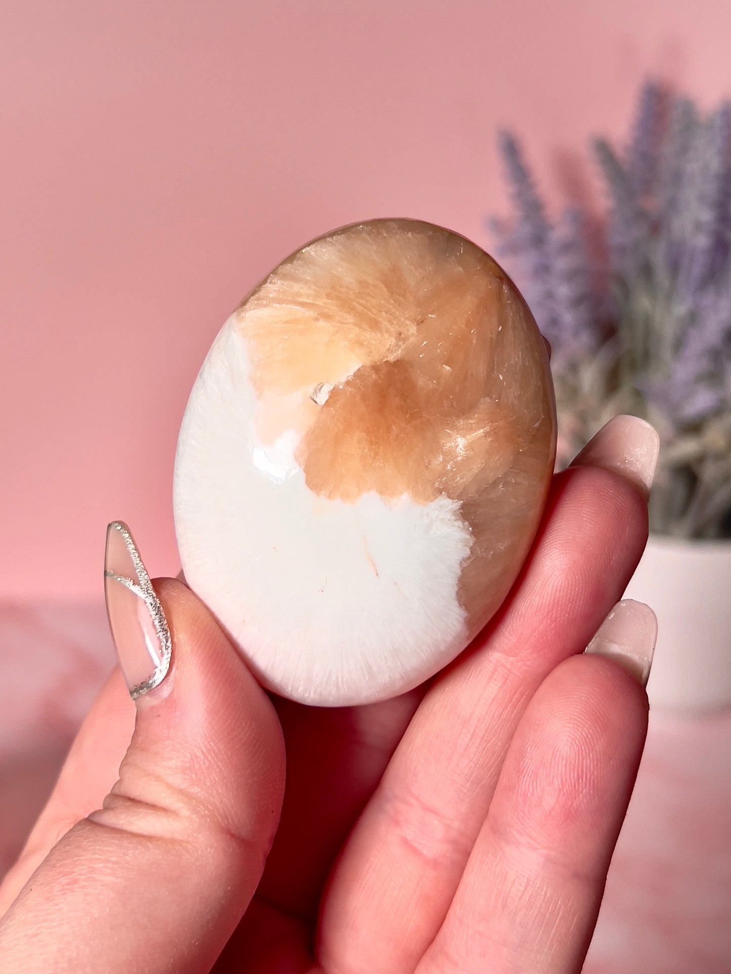 Peach Scolecite Palm Stone - Intuitively Chosen