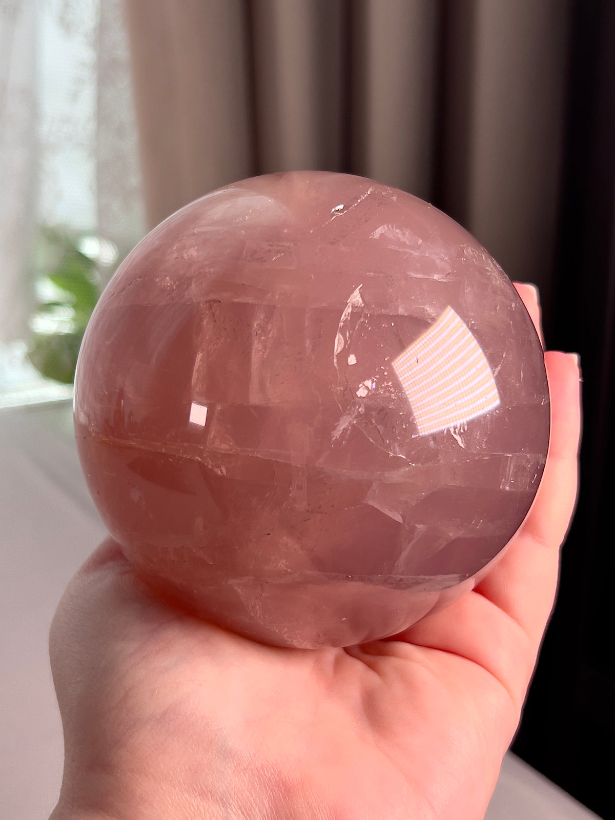 Large Dark & Juicy Star Rose Quartz Sphere - 2.6 lb