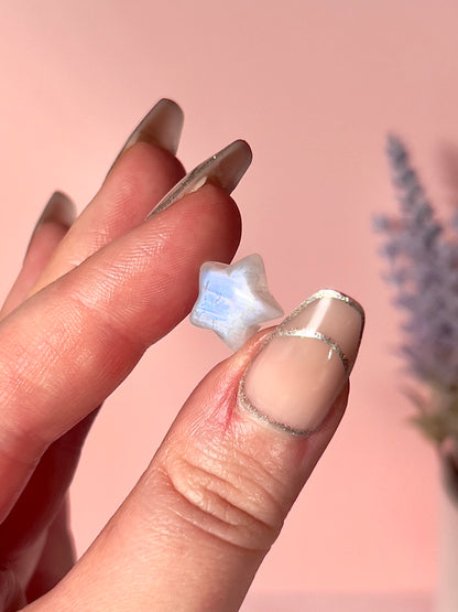 Mini High Quality Rainbow Moonstone Stars