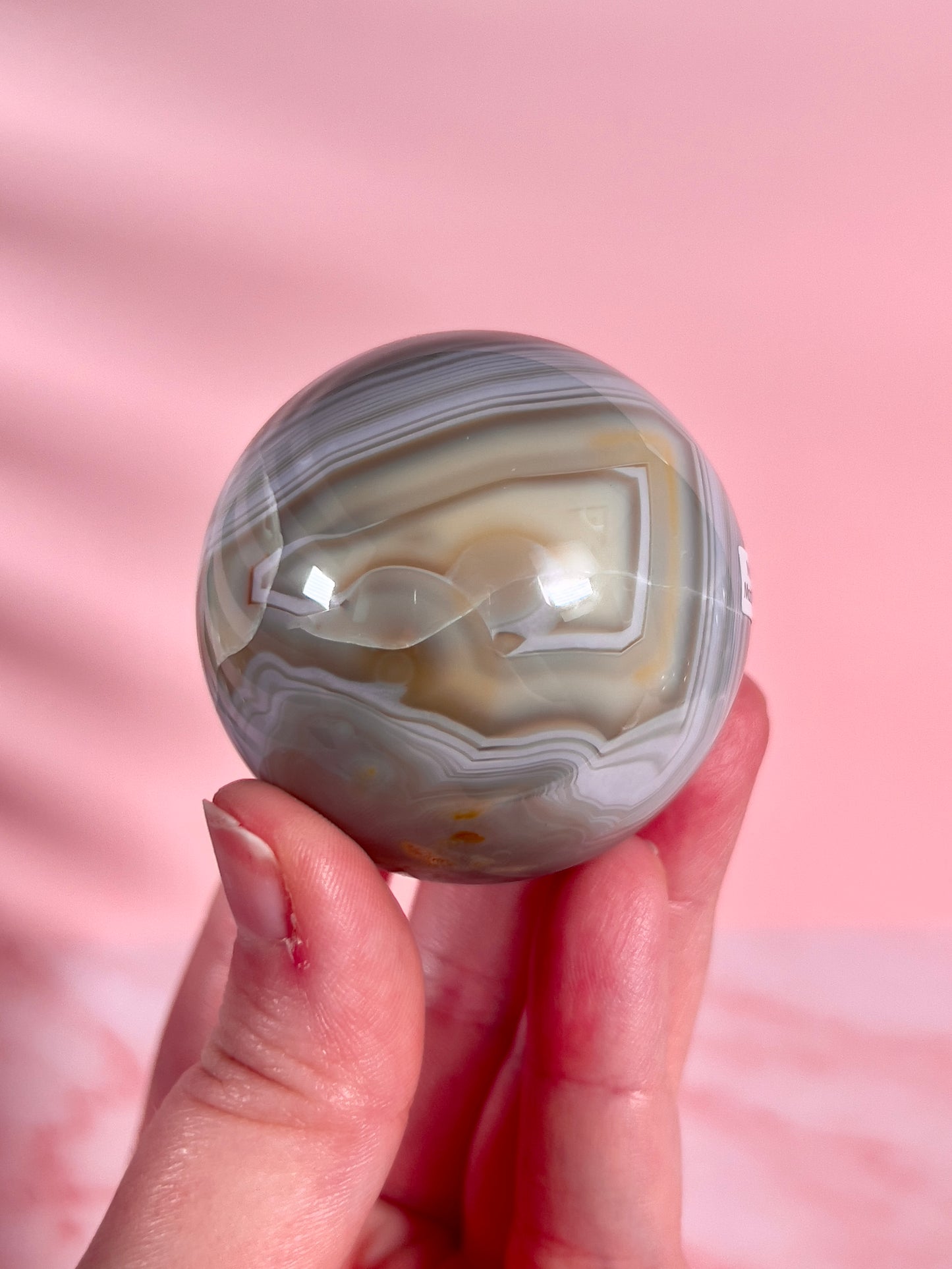 Blue and Butter Yellow Banded Agate Sphere