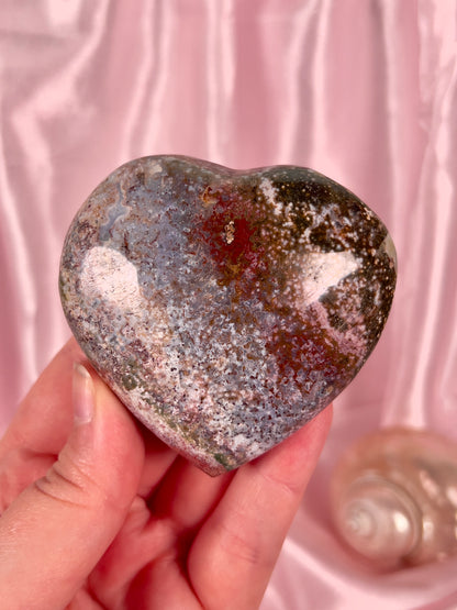 Moody Reddish Pink Sea Jasper Heart