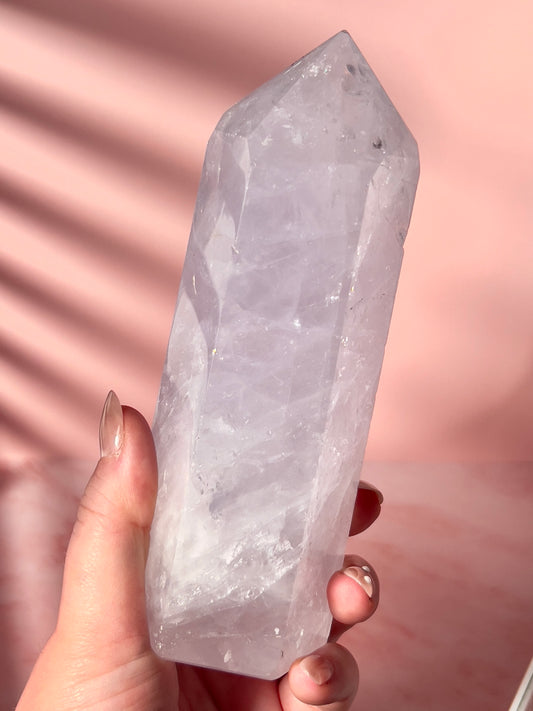 Cool Tone Lavender Rose Quartz Tower