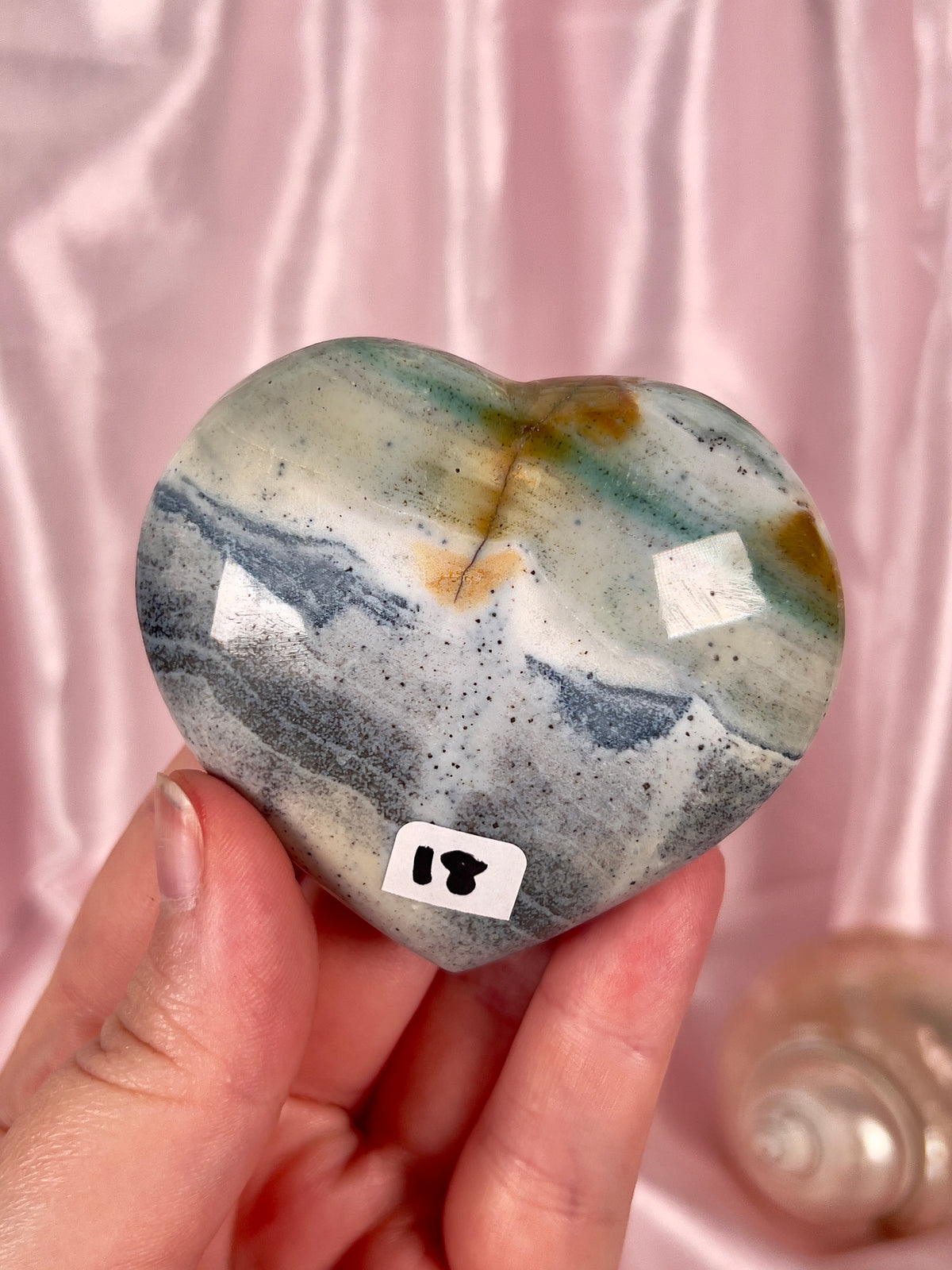 Pastel Blue Sea Jasper Heart