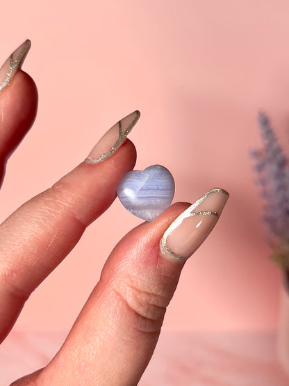 Mini Blue Lace Agate Hearts, Buttons, and Moons
