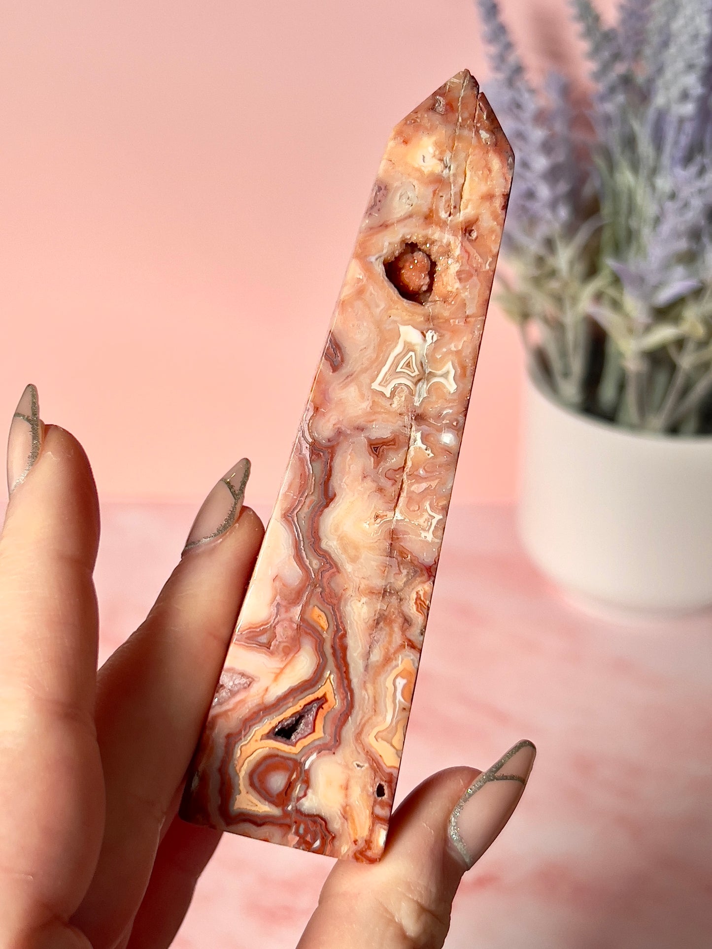 Gorgeous Rare Pink Crazy Lace Agate