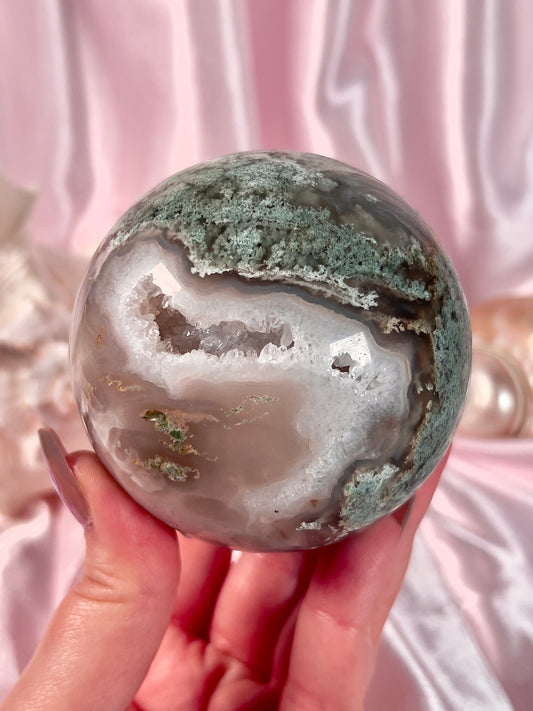 Druzy Moss Agate Sphere
