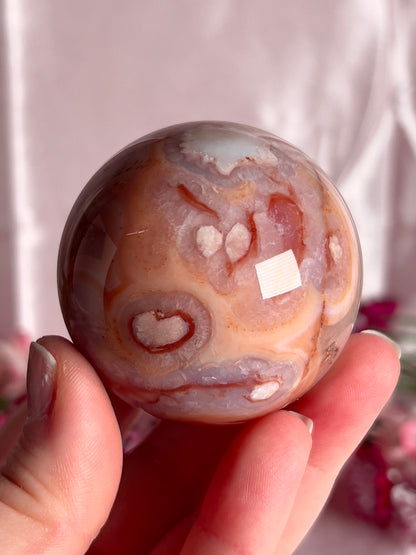 Pink Carnelian and Flower Agate Sphere