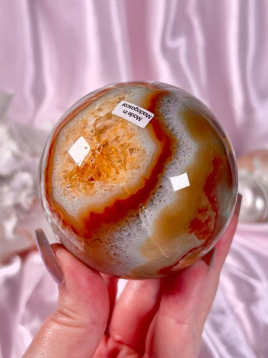 Funky Yellow and Red Carnelian Sphere