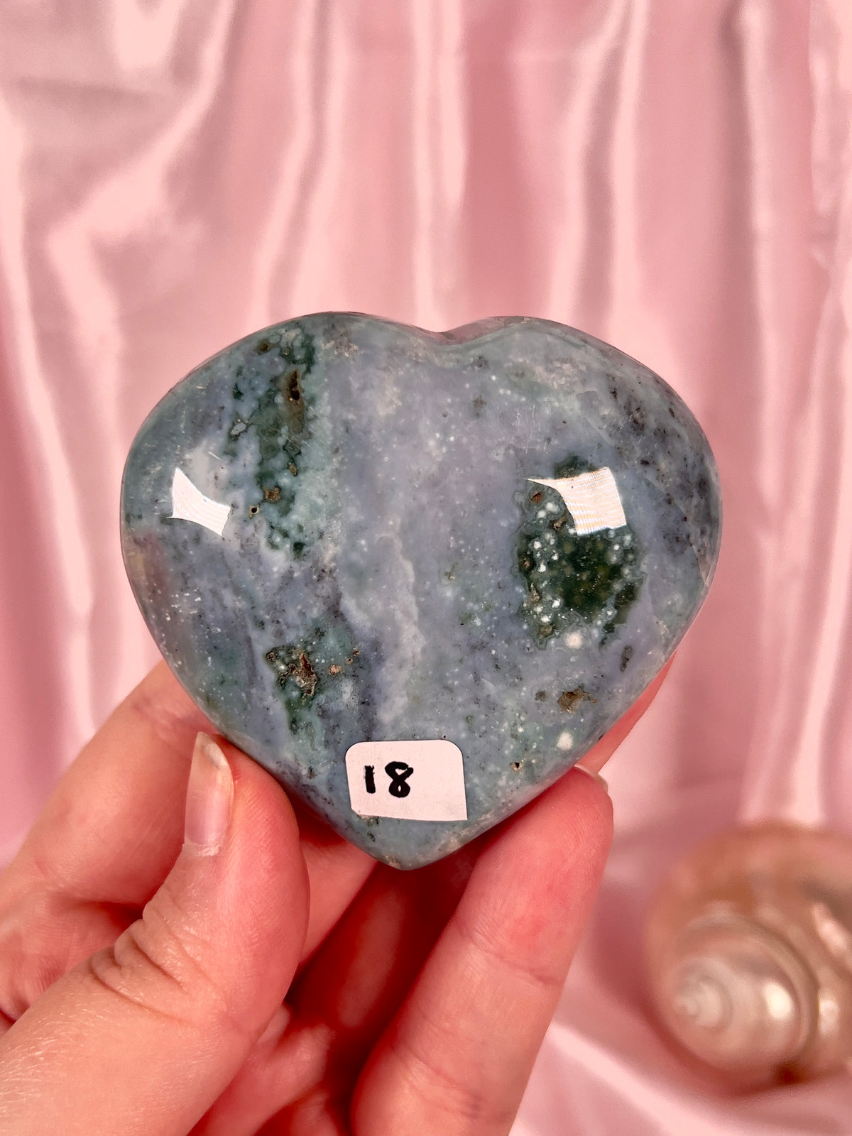 Pastel Blue Sea Jasper Heart