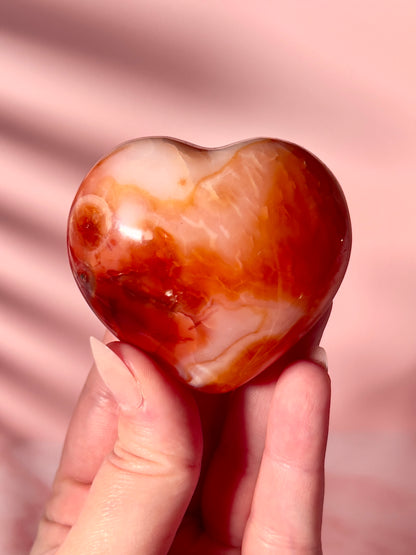 Peachy Pink Carnelian Heart