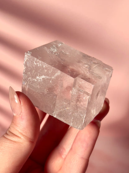 Purple Calcite Geometric Specimen with Rainbows