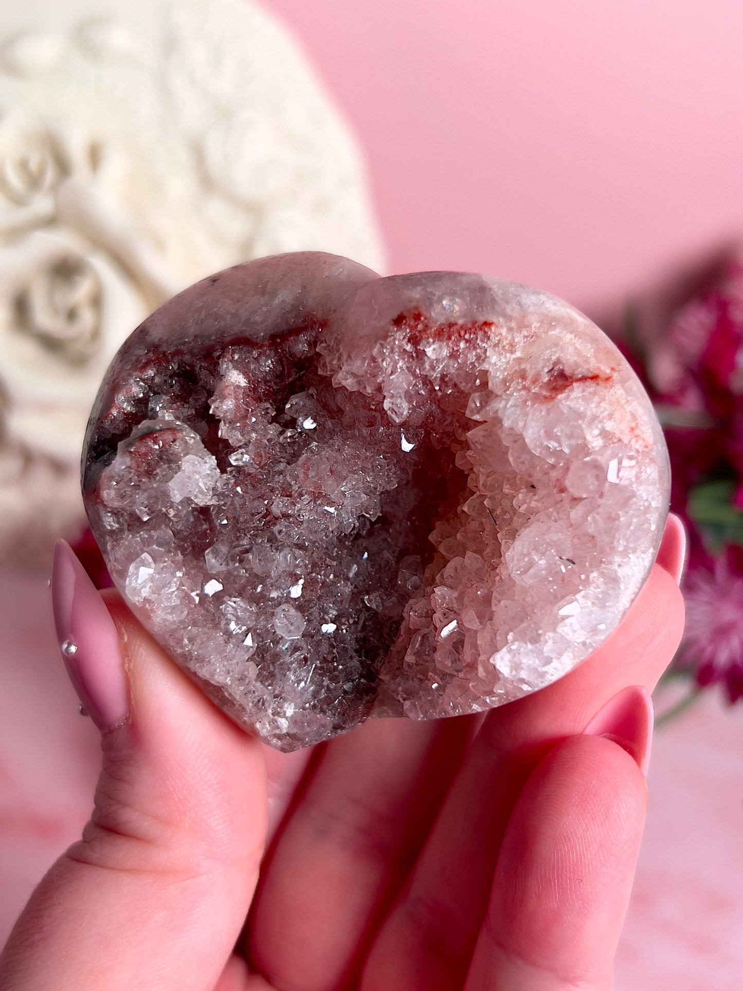 Druzy Pink Amethyst Heart