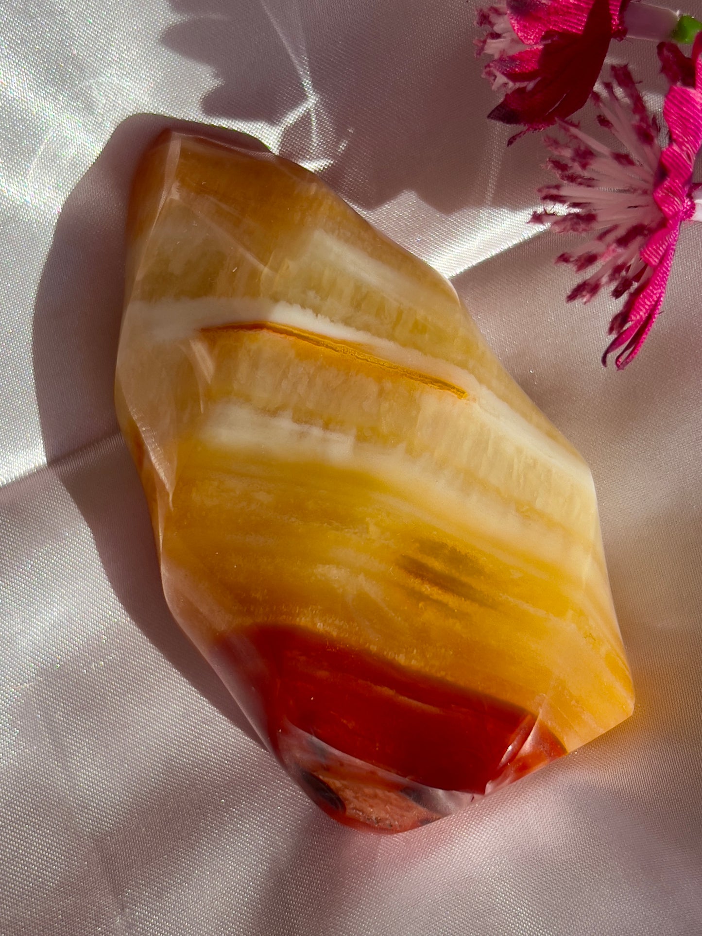 Pastel Yellow Banded Carnelian Flame