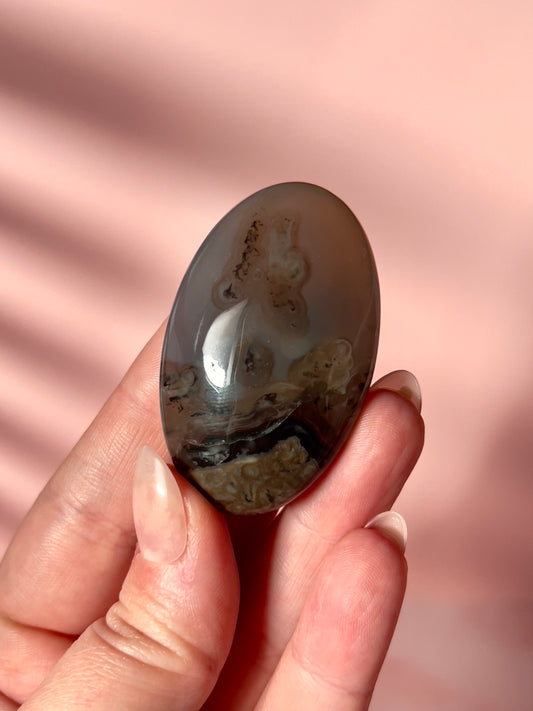 Volcano Agate Palm Stone - Green UV Reactive