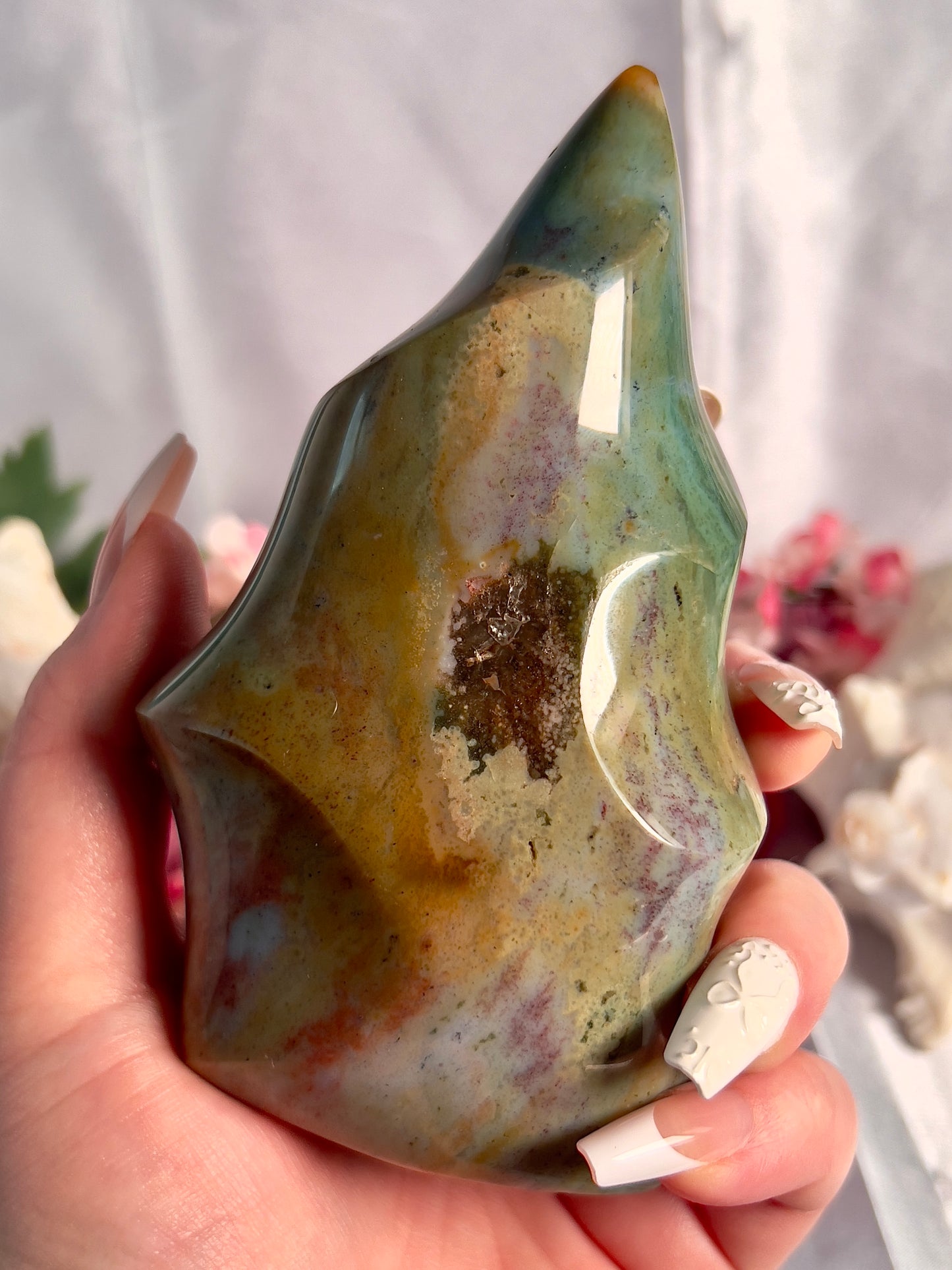 Pastel Rainbow Sea Jasper Flame