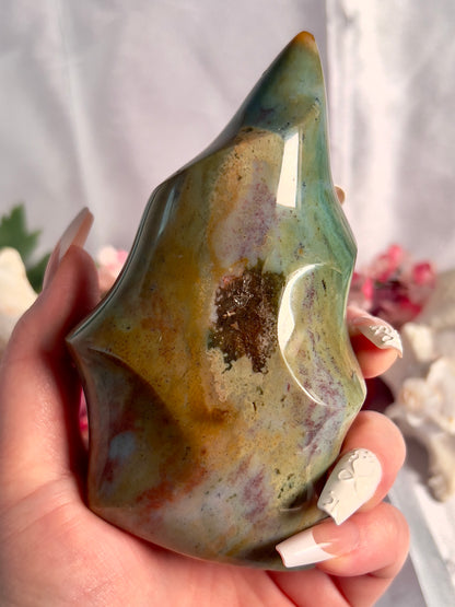 Pastel Rainbow Sea Jasper Flame