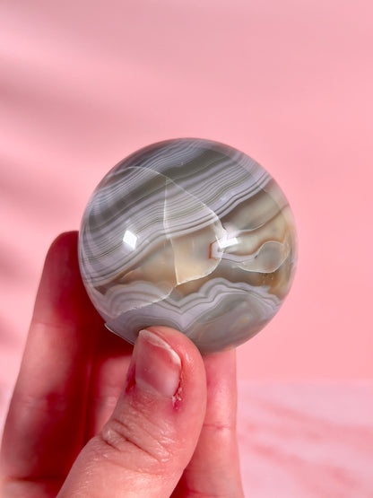 Blue and Butter Yellow Banded Agate Sphere