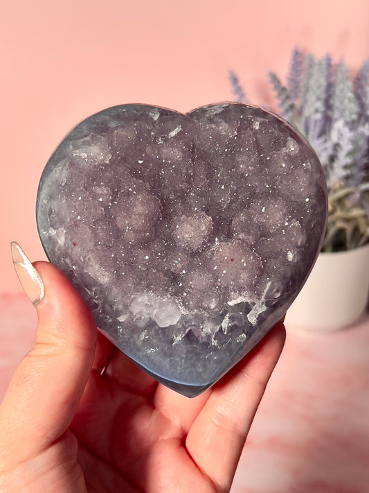 Blue and Purple Sugar Amethyst Heart from Uruguay