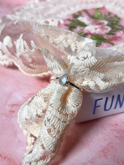 Rainbow Moonstone Teardrop Ring - Choose Your Size