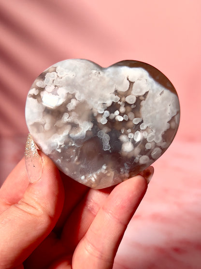 Moody Flower Agate Heart