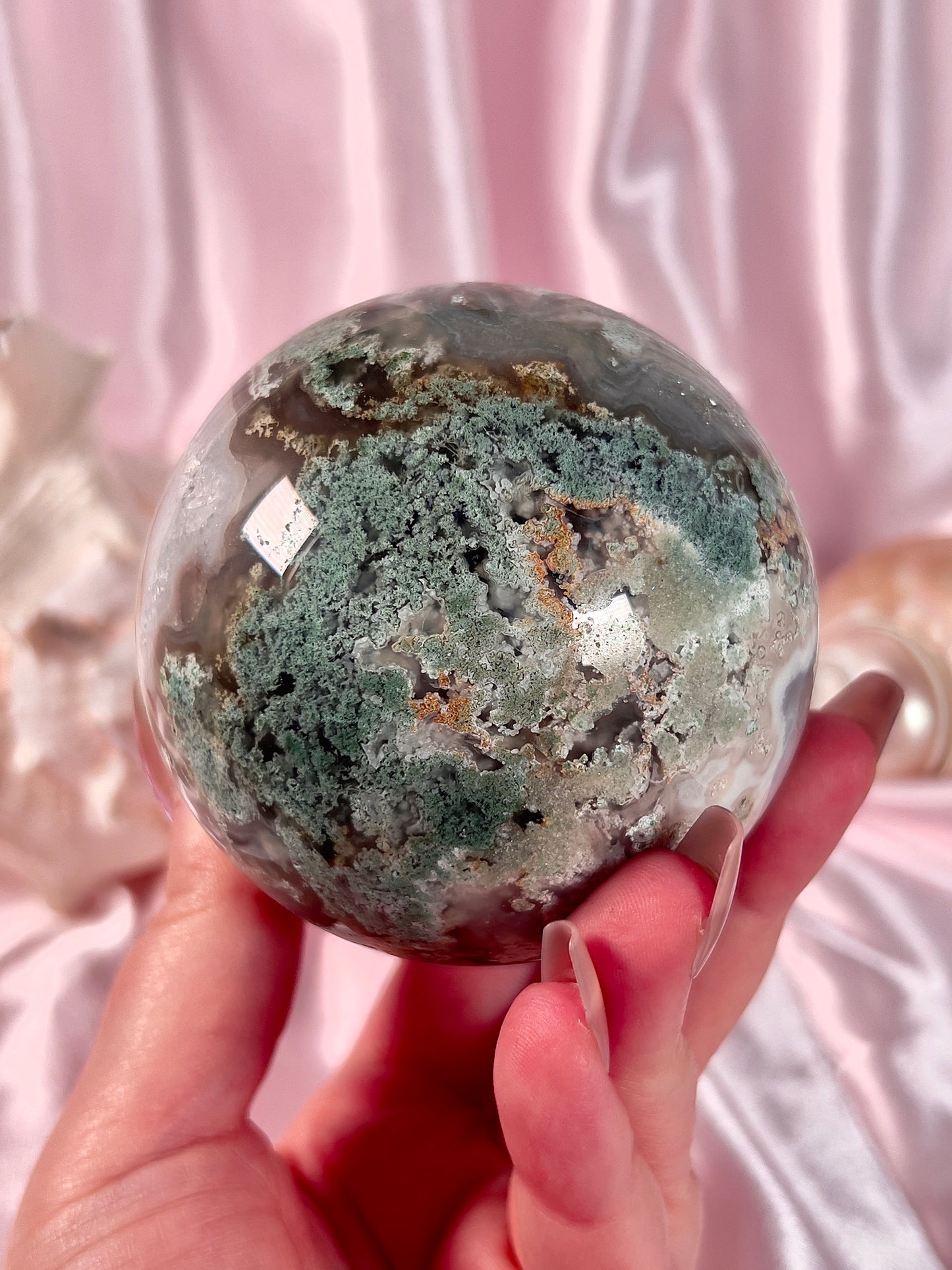 Druzy Moss Agate Sphere