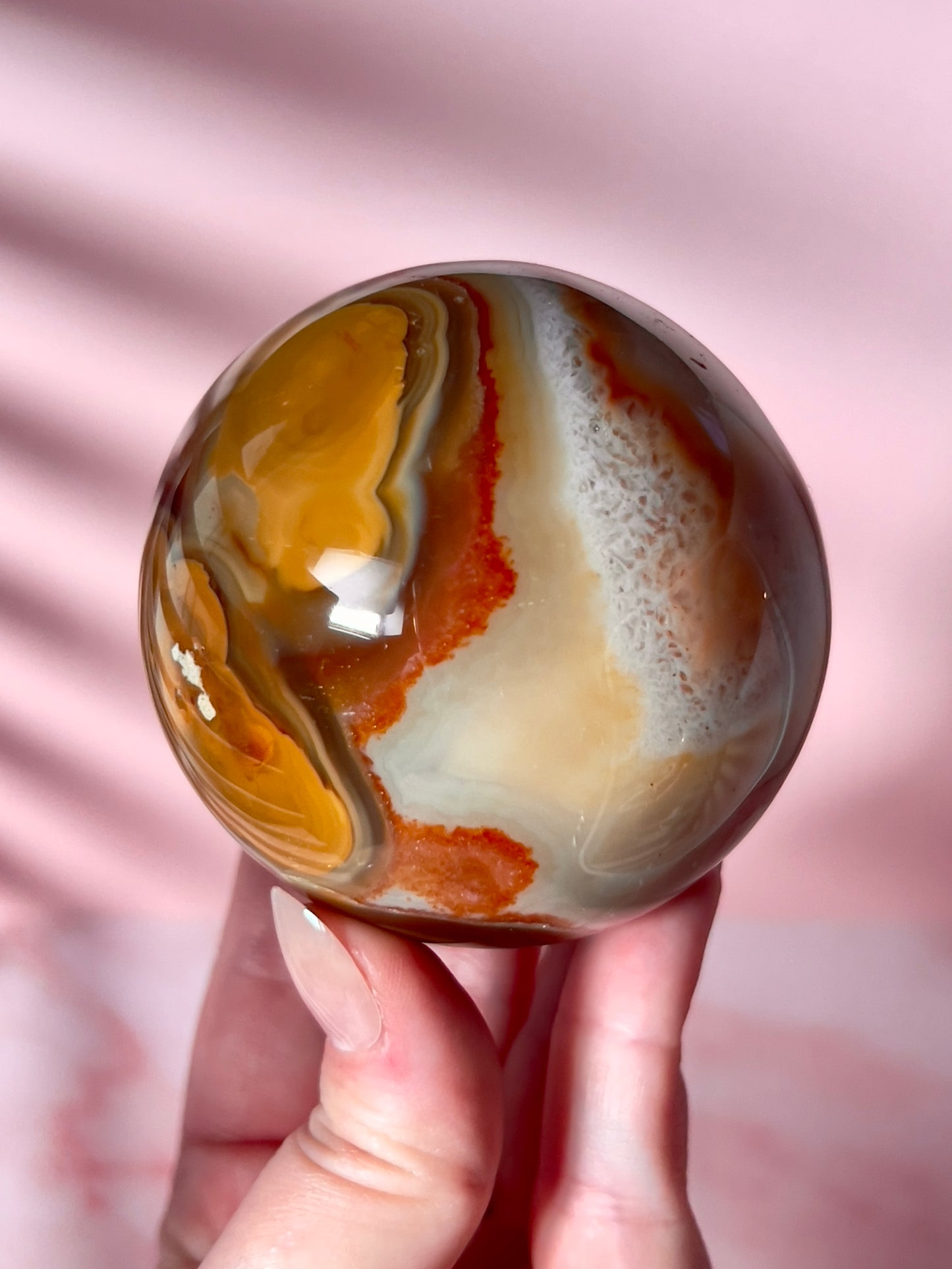 Funky Yellow and Red Carnelian Sphere