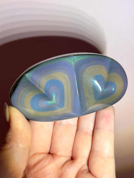 Rainbow Obsidian Double Heart