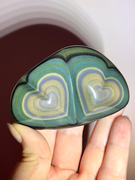 Rainbow Obsidian Double Heart